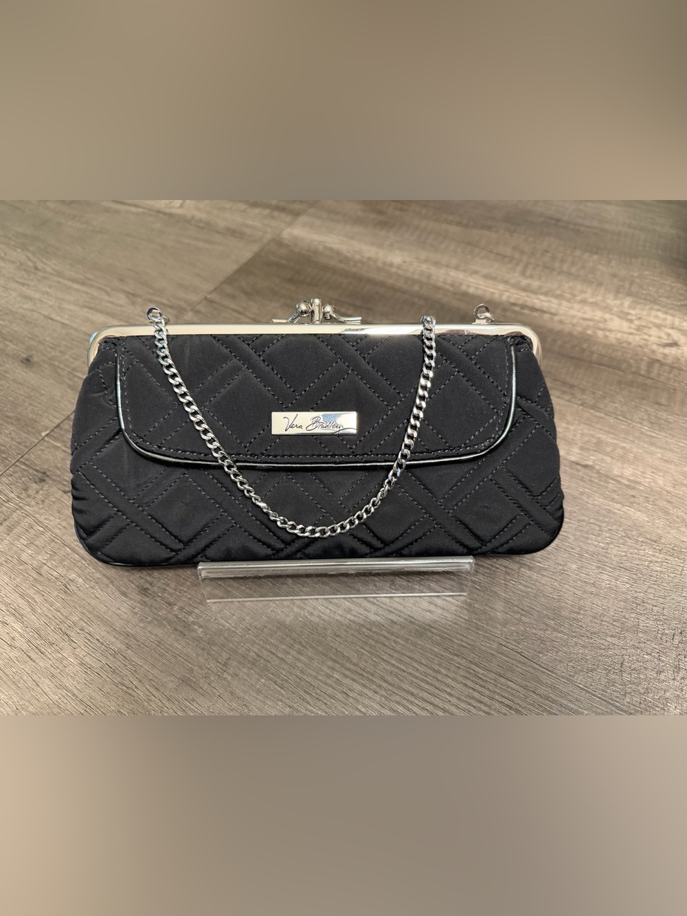 Vera Bradley Black Quilted Chain-Handle Clutch